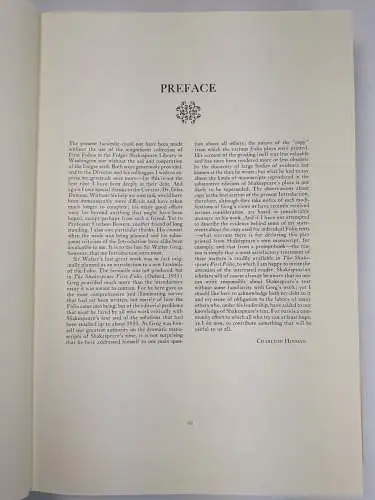 Buch: The first Folio of Shakespeare, Charlton Hinman, 1968, Norton Facsimile