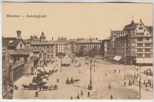 AK München - Bahnhofplatz, 1921, Ottmar Zieher, ungelaufen, gebraucht gut