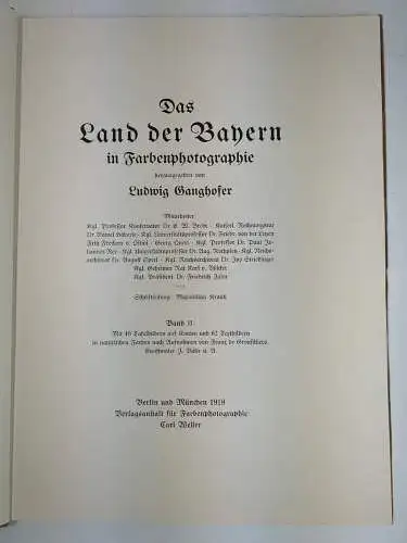 Buch: Das Land der Bayern in Farbenphotographie 1+2, Ganghofer, 1918, 2 Bände