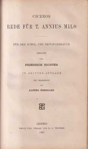 Buch: Ciceros Rede für Sex. Roscius / T. Annius Milo / Catilinarische Reden