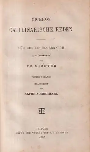 Buch: Ciceros Rede für Sex. Roscius / T. Annius Milo / Catilinarische Reden