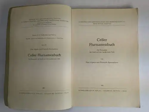 Buch: Celler Flurnamenbuch, P. Alpers & F. Barenscheer, 1952, Schweiger & Pick