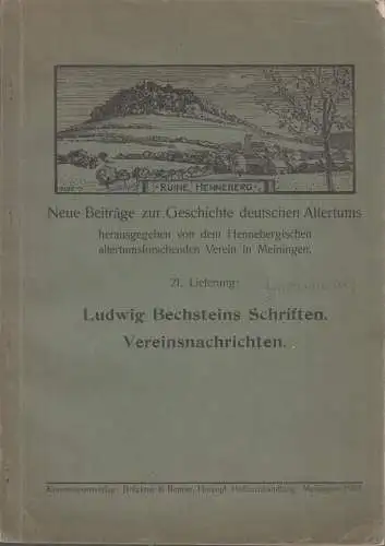 Buch: Ludwig Bechsteins Schriften, Linschmann, 1907, Brückner & Renner, Verein