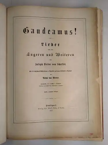 Buch: Gaudeamus!, Joseph Victor von Scheffel, A.v. Werner, A. Clotz, 1877, Bonz