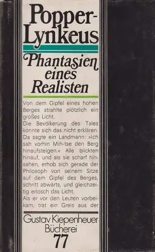 Buch: Phantasien eines Realisten. Popper-Lynkeus, Josef, 1986, G. Kiepenheuer