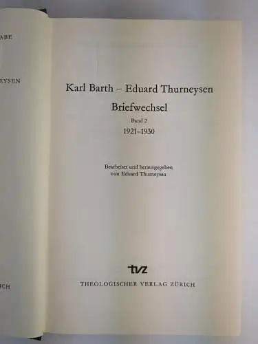 Buch: Karl Barth & Eduard Thurneysen - Briefwechsel, 1913-1930, 2 Bände, 1973