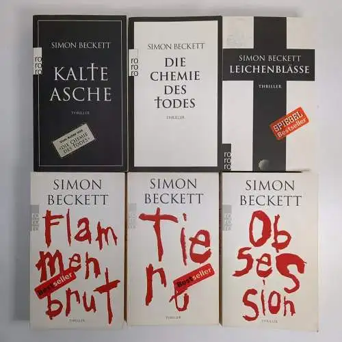 5 Bücher Simon Beckett: Flammenbrut; Tiere; Obsession; Leichenblässe; Asche ...