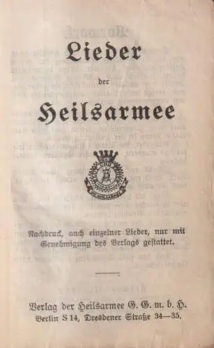 Buch: Lieder der Heilsarmee, Lederband, Frakturschrift, gebraucht, gut