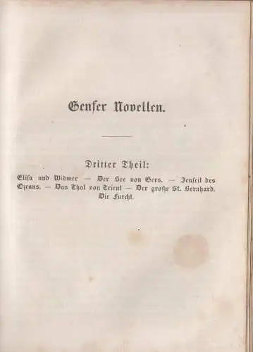 Buch: Genfer Novellen, Töpffer, Rudolf, 1853, A. Hofmann und Comp., 3 in 1 Bände