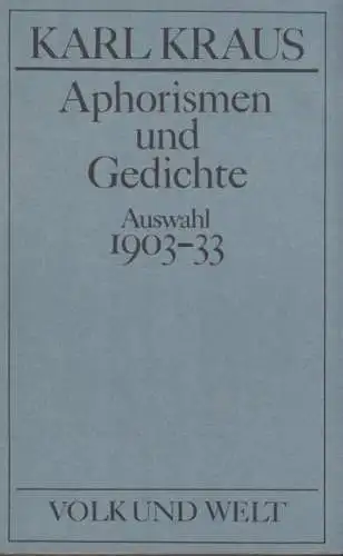 Buch: Aphorismen und Gedichte, Kraus, Karl. Ausgewählte Werke, 1984