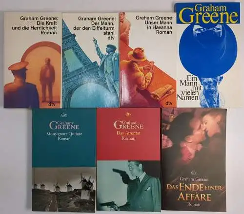 7 Romane Graham Greene, Eiffelturm, Havanna, Affäre, Attentat, Quijote, Kraft...