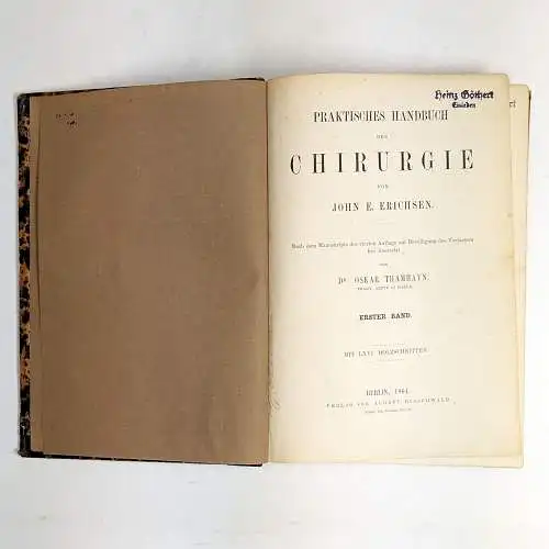 Buch: Praktische Handbuch der Chirurgie, 2 Bde, J. E. Erichsen, 1864, Hirschwald