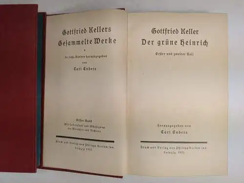 Buch: Gottfried Kellers gesammelte Werke, Reclam Verlag, 1922, 6 Bände