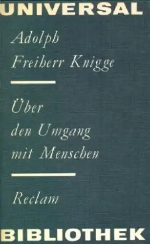 Buch: Über den Umgang mit Menschen, Knigge, Adolph Freiherr von. 1975