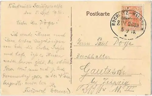 AK Geringswalde i. Sa. Rathaus-Markt. ca. 1916, Postkarte. Ca. 1916