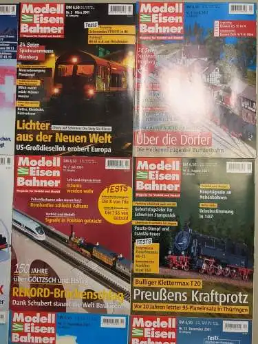 Modelleisenbahner 2001, Heft 1-12, Zeitschrift, Modelleisenbahn, Modellbau