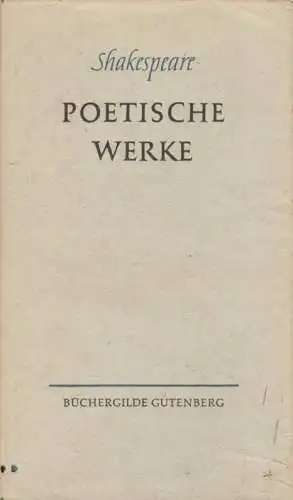 Buch: Poetische Werke, Shakespeare, William, 1964, Büchergilde Gutenberg