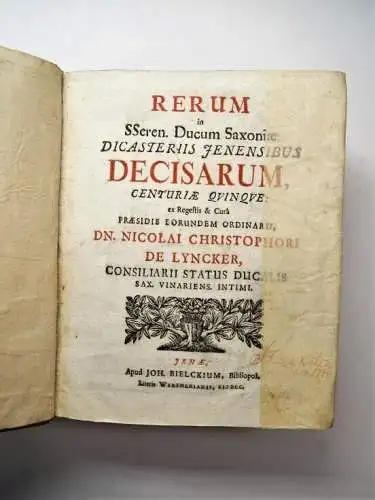 Buch: Rerum in SSeren. Kyncker / Textor, 1700 ff., Bielckium