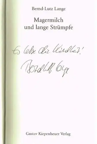 Buch: Magermilch und lange Strümpfe, Lange, Bernd-Lutz. 2000, gebraucht, g 77987