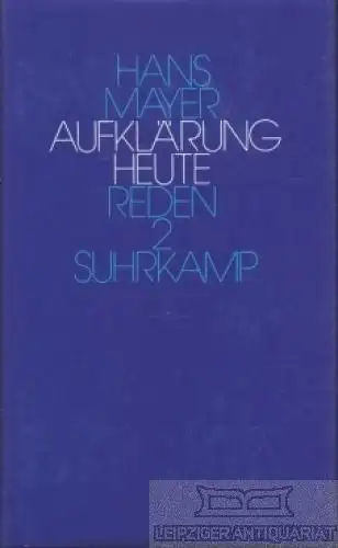 Buch: Aufklärung heute, Mayer, Hans. 1985, Suhrkamp Verlag, gebraucht, gut