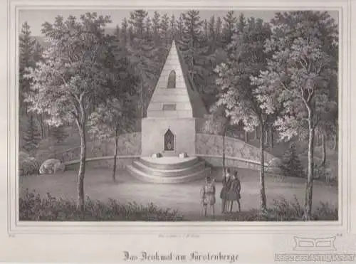 Das Denkmal am Fürstenberge bei Grünhayn. Original-Lithographie. Grafik... Arldt