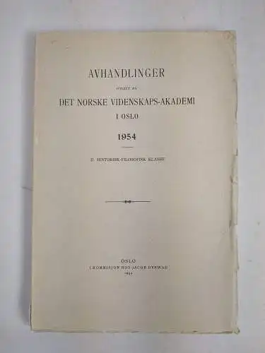 Buch: Avhandlinger utgitt av det norske Videnskaps-Akademi i Oslo 1954 II