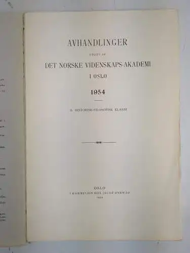 Buch: Avhandlinger utgitt av det norske Videnskaps-Akademi i Oslo 1954 II