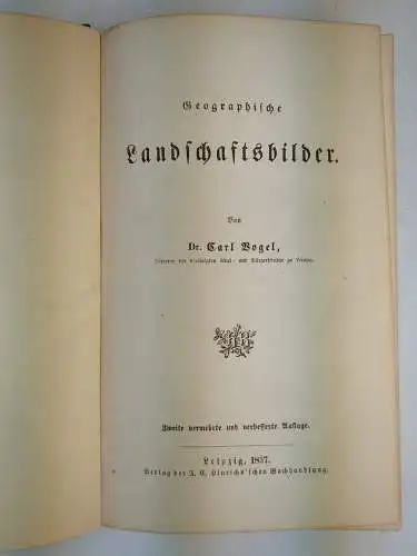 Buch: Geographische Landschaftsbilder, Vogel, Carl. 1857, gebraucht, gut