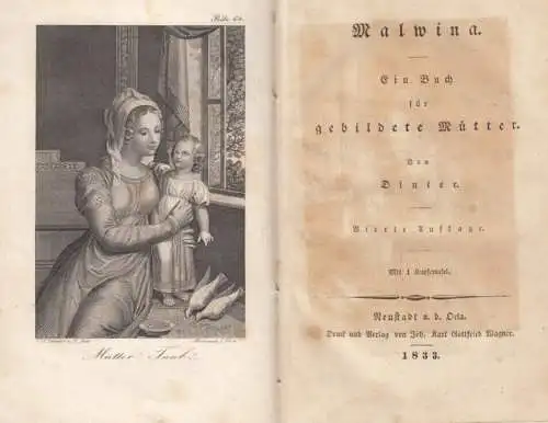 Buch: Malwina, Dinter. 1833, Verlag von Joh. Karl Gottfried Wagner