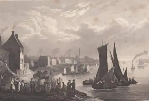 Liverpool. aus Meyers Universum, Stahlstich. Kunstgrafik, 1850, gebraucht, gut