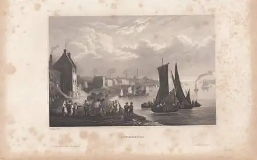 Liverpool. aus Meyers Universum, Stahlstich. Kunstgrafik, 1850, gebraucht, gut