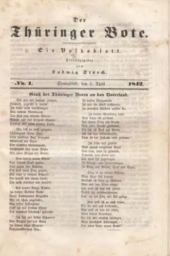 Buch: Der Thüringer Bote. 2 Jahrgänge, Storch, Ludwig. 2 Bände, 1842 ff