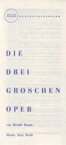 Programmheft: 3 Groschenoper. Brecht, Bertolt; Weill, Kurt, 1960, Henschelverlag