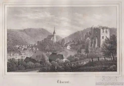 Tharant . Original-Lithographie. Grafik mit Passepartout. Kunstgrafik, 1840