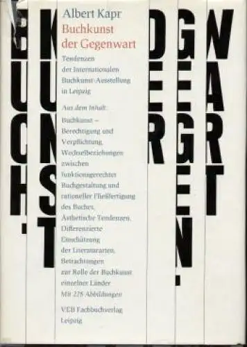 Buch: Buchkunst der Gegenwart, Kapr, Albert. 1979, Fachbuchverlag