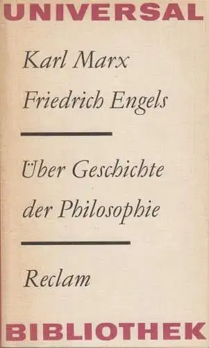 Buch: Über Geschichte der Philosophie, Marx / Engels, RUB, 1983, Relclam