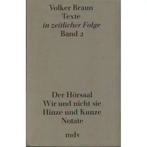 Buch: Texte in zeitlicher Folge Band 2, Braun, Volker. 1990, gebraucht, g 329378