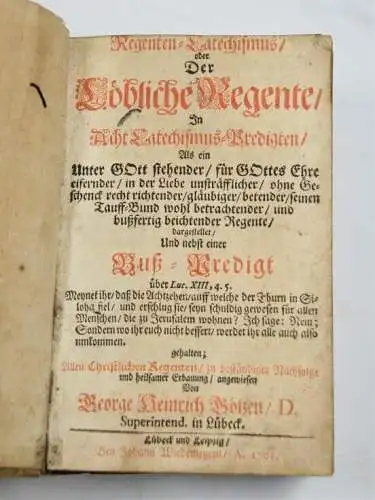 Buch: Regenten-Catechismus / oder Der Loebliche Regente, Götzen, Georg Heinrich