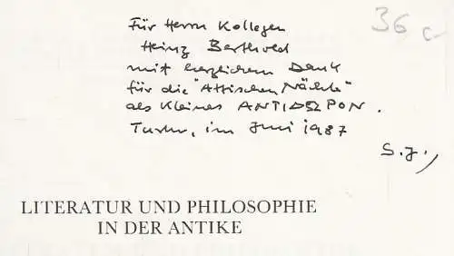 Buch: Literatur und Philosophie in der Antike, Koskenniemi. 1986, gebraucht, gut