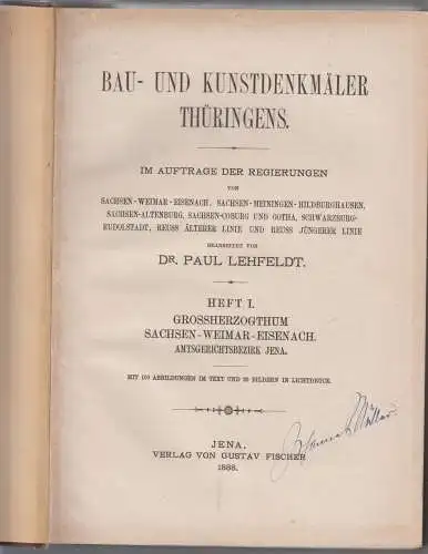 Buch: Bau- und Kunstdenkmäler Thüringens, Lehfeldt, 1888, 1891, 1992, 3 in 1 Bd.