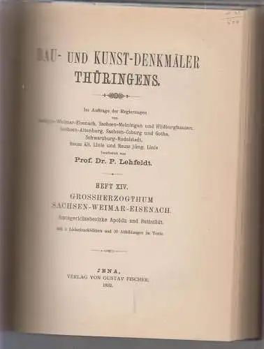 Buch: Bau- und Kunstdenkmäler Thüringens, Lehfeldt, 1888, 1891, 1992, 3 in 1 Bd.