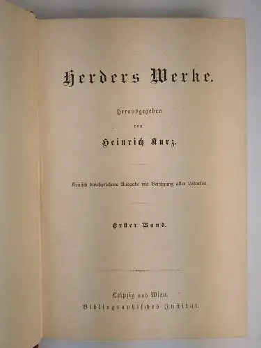 Buch: Johann Gottfried Herders Werke, Heinrich Kurz, 4 Bände, Bibliogr. Institut