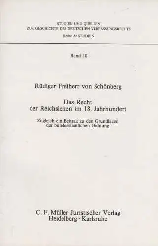 Buch: Das Recht der Reichslehen im 18. Jahrhundert, Schönberg, Rüdiger von. 1977