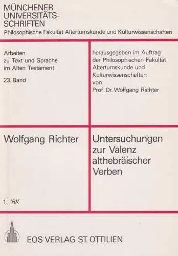 Buch: Untersuchungen zur Valenz althebräischer Verben, Richter, Wolfgang, 1985