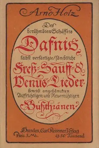 Buch: Dafnis, Lyrisches Porträt aus dem 17. Jahrhundert, A. Holz, 1918, Reißner