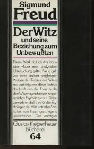 Buch: Der Witz und seine Beziehung zum Unbewußten, Freud, Sigmund. 1989