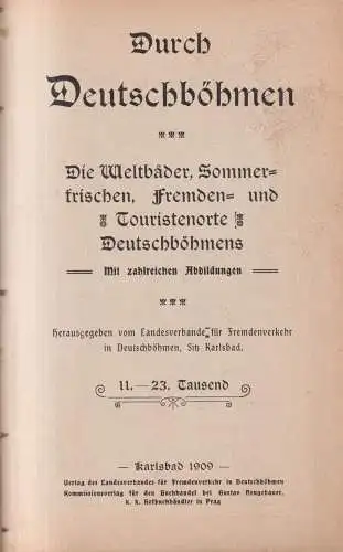 Buch: Durch Deutschböhmen, Die Weltbäder, Sommerfrischen, ... 1909, Karlsbad