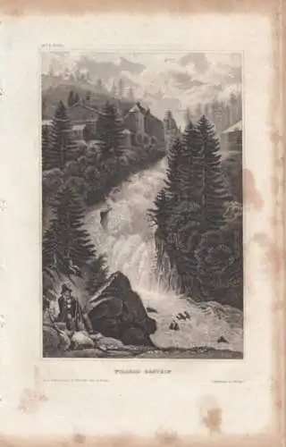 Wildbad Gastein. aus Meyers Universum, Stahlstich. Kunstgrafik, 1850