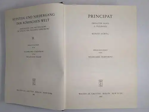 Buch: Principat, 12. Band (2. Teilband) Künste (Forts.), Tempori, 1981, Gruyter