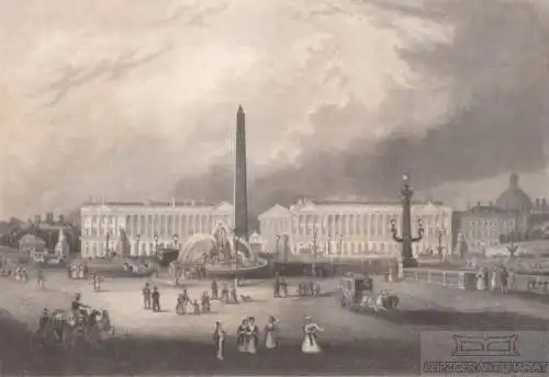 Der Obelisk von Luxor auf dem Eintrachtsplatz in Paris. aus Meyers... Stahlstich